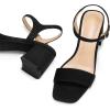 imagemysoft Womens Chunky Block Low Heels Open Toe Ankle Strap Heeled Sandals Comfortable Square Toe Wedding Party Dress Pump ShoesBlack Suede