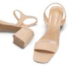 imagemysoft Womens Chunky Block Low Heels Open Toe Ankle Strap Heeled Sandals Comfortable Square Toe Wedding Party Dress Pump ShoesNude Suede