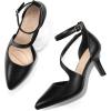 imagemysoft Womens Pumps Pointed Toe Stiletto Ankle Strap Closed Toe Low Heel Wedding Party Dress ShoesBlack Pu