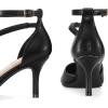 imagemysoft Womens Pumps Pointed Toe Stiletto Ankle Strap Closed Toe Low Heel Wedding Party Dress ShoesBlack Pu