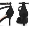 imagemysoft Womens Pumps Pointed Toe Stiletto Ankle Strap Closed Toe Low Heel Wedding Party Dress ShoesBlack Suede