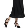 imagemysoft Womens Pumps Pointed Toe Stiletto Ankle Strap Closed Toe Low Heel Wedding Party Dress ShoesBlack Suede