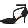 imagemysoft Womens Pumps Pointed Toe Stiletto Ankle Strap Closed Toe Low Heel Wedding Party Dress ShoesBlack Suede