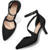 imagemysoft Womens Pumps Pointed Toe Stiletto Ankle Strap Closed Toe Low Heel Wedding Party Dress ShoesBlack Suede