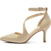 imagemysoft Womens Pumps Pointed Toe Stiletto Ankle Strap Closed Toe Low Heel Wedding Party Dress ShoesGold