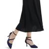 imagemysoft Womens Pumps Pointed Toe Stiletto Ankle Strap Closed Toe Low Heel Wedding Party Dress ShoesNavy