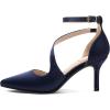 imagemysoft Womens Pumps Pointed Toe Stiletto Ankle Strap Closed Toe Low Heel Wedding Party Dress ShoesNavy