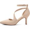 imagemysoft Womens Pumps Pointed Toe Stiletto Ankle Strap Closed Toe Low Heel Wedding Party Dress ShoesNude Nubuck