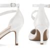 imagemysoft Womens Pumps Pointed Toe Stiletto Ankle Strap Closed Toe Low Heel Wedding Party Dress ShoesWhite