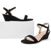 imagemysoft Womens Wedge Sandals 2 inch Low Heel Open Toe Ankle Strap Summer Wedding Dress ShoesBlack Nubuck