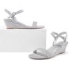 imagemysoft Womens Wedge Sandals 2 inch Low Heel Open Toe Ankle Strap Summer Wedding Dress ShoesSilver