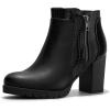 imagemysoft Womens Ankle Boots Chunky High Heel Zipper Booties