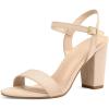 imagemysoft Womens Chunky Block Heels 33IN Open Toe Ankle Strap High Heeled Sandals Wedding Party Dress Pump ShoesNude Suede