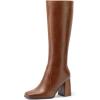 imagemysoft Womens Knee High Boots Block Chunky Heel Square Toe Tall Boots Side Zipper Long Dress Boots