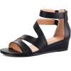 imagemysoft Womens Low Wedge Sandals Open Toe Ankle Strap Gladiator Sandals Dress Shoes with ZipperBlack Puupgrade