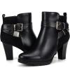 imagemysoft Womens Zipper Booties Chunky Stacked Heel Ankle Boots Buckle Strap AnkleBlack Buckle