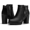 imagemysoft Womens Ankle Boots Chunky High Heel Zipper Booties