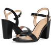 imagemysoft Womens Chunky Block Heels 33IN Open Toe Ankle Strap High Heeled Sandals Wedding Party Dress Pump ShoesBlack Pu