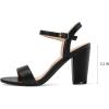 imagemysoft Womens Chunky Block Heels 33IN Open Toe Ankle Strap High Heeled Sandals Wedding Party Dress Pump ShoesBlack Pu