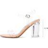 imagemysoft Womens Chunky Block Heels 33IN Open Toe Ankle Strap High Heeled Sandals Wedding Party Dress Pump ShoesClear