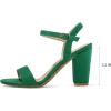 imagemysoft Womens Chunky Block Heels 33IN Open Toe Ankle Strap High Heeled Sandals Wedding Party Dress Pump ShoesGreen