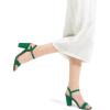 imagemysoft Womens Chunky Block Heels 33IN Open Toe Ankle Strap High Heeled Sandals Wedding Party Dress Pump ShoesGreen