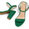 imagemysoft Womens Chunky Block Heels 33IN Open Toe Ankle Strap High Heeled Sandals Wedding Party Dress Pump ShoesGreen