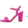 imagemysoft Womens Chunky Block Heels 33IN Open Toe Ankle Strap High Heeled Sandals Wedding Party Dress Pump ShoesHot Pink