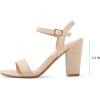 imagemysoft Womens Chunky Block Heels 33IN Open Toe Ankle Strap High Heeled Sandals Wedding Party Dress Pump ShoesNude Suede