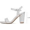 imagemysoft Womens Chunky Block Heels 33IN Open Toe Ankle Strap High Heeled Sandals Wedding Party Dress Pump ShoesSilver Glitter