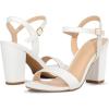 imagemysoft Womens Chunky Block Heels 33IN Open Toe Ankle Strap High Heeled Sandals Wedding Party Dress Pump ShoesWhite Pu