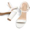 imagemysoft Womens Chunky Block Heels 33IN Open Toe Ankle Strap High Heeled Sandals Wedding Party Dress Pump ShoesWhite Pu