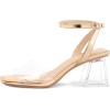 imagemysoft Womens Clear Heels Low Chunky Heel Open Toe Transparent Zebra Rhinestones Block Heeled Sandals Ankle Strap ShoesGoldClear