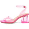 imagemysoft Womens Clear Heels Low Chunky Heel Open Toe Transparent Zebra Rhinestones Block Heeled Sandals Ankle Strap ShoesHot Pink