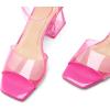 imagemysoft Womens Clear Heels Low Chunky Heel Open Toe Transparent Zebra Rhinestones Block Heeled Sandals Ankle Strap ShoesHot Pink