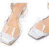 imagemysoft Womens Clear Heels Low Chunky Heel Open Toe Transparent Zebra Rhinestones Block Heeled Sandals Ankle Strap ShoesSilverClear