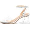 imagemysoft Womens Clear Heels Low Chunky Heel Open Toe Transparent Zebra Rhinestones Block Heeled Sandals Ankle Strap ShoesSilverClear