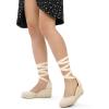 imagemysoft Womens Espadrille Platform Wedge Sandals Closed Toe Ankle Strap Lace up Summer ShoesBeige