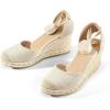 imagemysoft Womens Espadrille Platform Wedge Sandals Closed Toe Ankle Strap Lace up Summer ShoesBeige