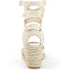 imagemysoft Womens Espadrille Platform Wedge Sandals Closed Toe Ankle Strap Lace up Summer ShoesWhite