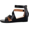 imagemysoft Womens Low Wedge Sandals Open Toe Ankle Strap Gladiator Sandals Dress Shoes with ZipperBlack Puupgrade