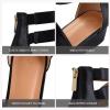 imagemysoft Womens Low Wedge Sandals Open Toe Ankle Strap Gladiator Sandals Dress Shoes with ZipperBlack Puupgrade