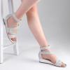 imagemysoft Womens Low Wedge Sandals Open Toe Ankle Strap Gladiator Sandals Dress Shoes with ZipperSilverupgrade