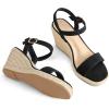 imagemysoft Womens Platform Espadrille Wedge Sandals Open Toe Ankle Strap Buckle Casual Summer Dressy SandalsBlack