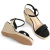 imagemysoft Womens Platform Espadrille Wedge Sandals Open Toe Ankle Strap Buckle Casual Summer Dressy SandalsBraid Black