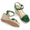 imagemysoft Womens Platform Espadrille Wedge Sandals Open Toe Ankle Strap Buckle Casual Summer Dressy SandalsGreen