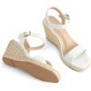 imagemysoft Womens Platform Espadrille Wedge Sandals Open Toe Ankle Strap Buckle Casual Summer Dressy SandalsWhite