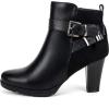 imagemysoft Womens Zipper Booties Chunky Stacked Heel Ankle Boots Buckle Strap AnkleBlack Buckle