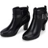 imagemysoft Womens Zipper Booties Chunky Stacked Heel Ankle Boots Buckle Strap AnkleBlack Buckle