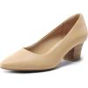 imagemysoft Womens Chunky Stacked Heel Pumps Closed Toe Dress Shoes Comfortable Slip On PumpsApricot